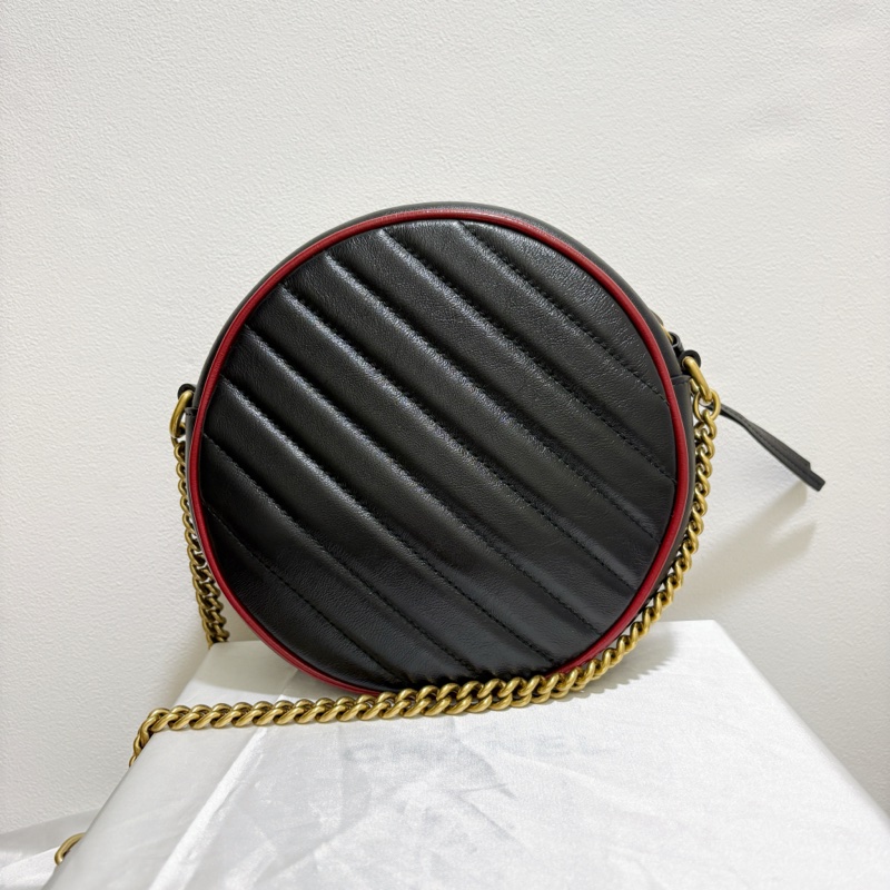 Gucci 黑牛皮紅邊圓餅包-3