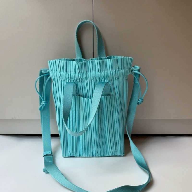 Pleats Please 藍色皺摺兩用束口托特包-0