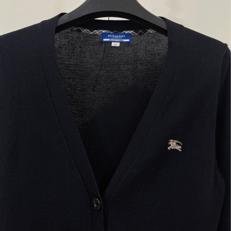 Burberry藍標 反褶格紋袖開襟戰馬外套-2