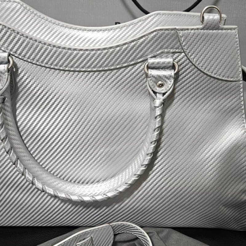 (全新)正品Balenciaga銀色斜紋 neo classic款 機車包/中款-1