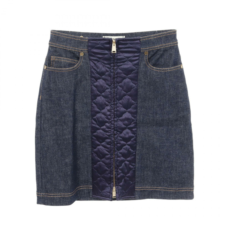 FENDI 拉鍊牛仔半身裙 棉質 海軍藍 二手 女款 #IT40-0