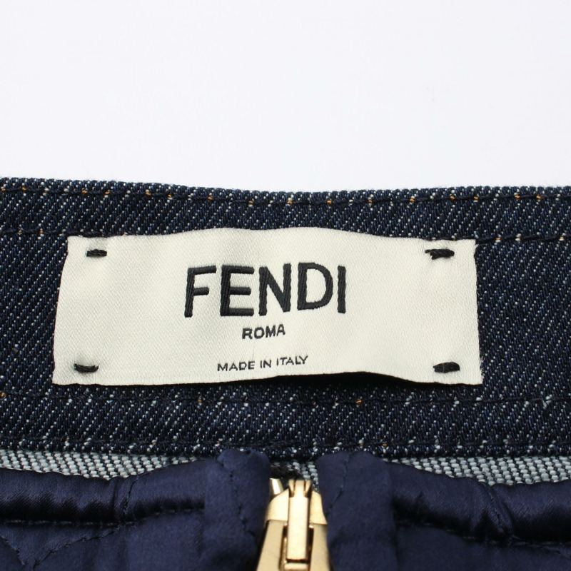 FENDI 拉鍊牛仔半身裙 棉質 海軍藍 二手 女款 #IT40-2