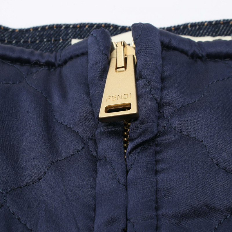 FENDI 拉鍊牛仔半身裙 棉質 海軍藍 二手 女款 #IT40-4