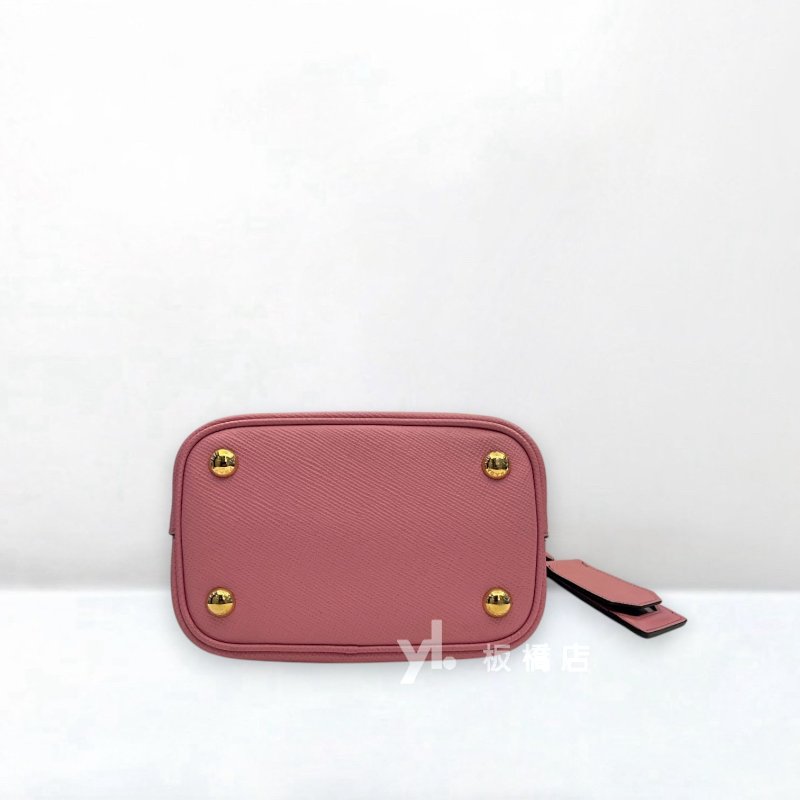 PRADA ouble Saffiano Panier 粉牛皮手提水桶包-5