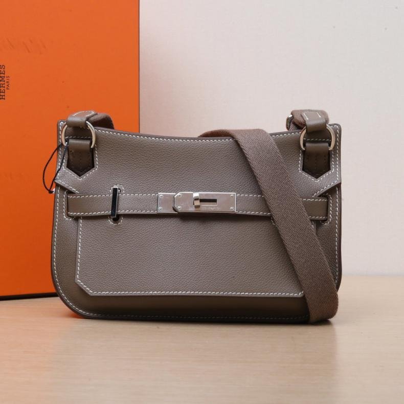 HERMES Jypsiere吉普賽mini18大象灰EC皮W刻銀扣肩背包-0