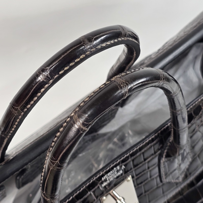 Hermès HAC Birkin 40 黑銀鱷魚 框J-9