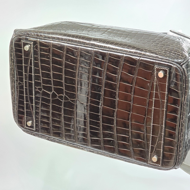 Hermès HAC Birkin 40 黑銀鱷魚 框J-16