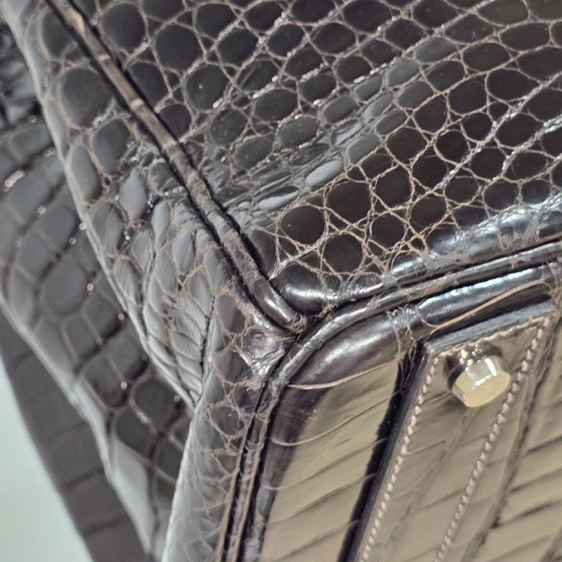 Hermès HAC Birkin 40 黑銀鱷魚 框J-20
