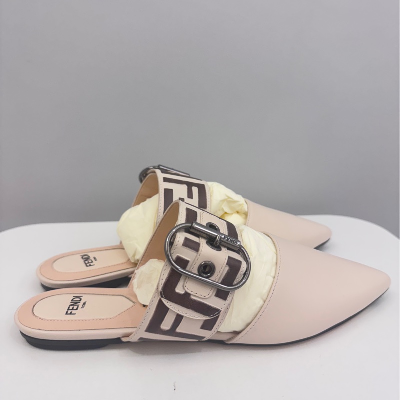 Fendi 尖頭穆勒鞋|裸色 35號 經典 FF Logo-1