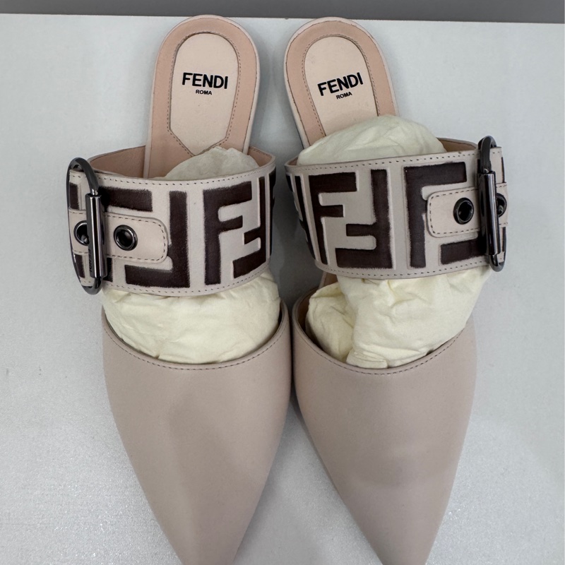 Fendi 尖頭穆勒鞋|裸色 35號 經典 FF Logo-5