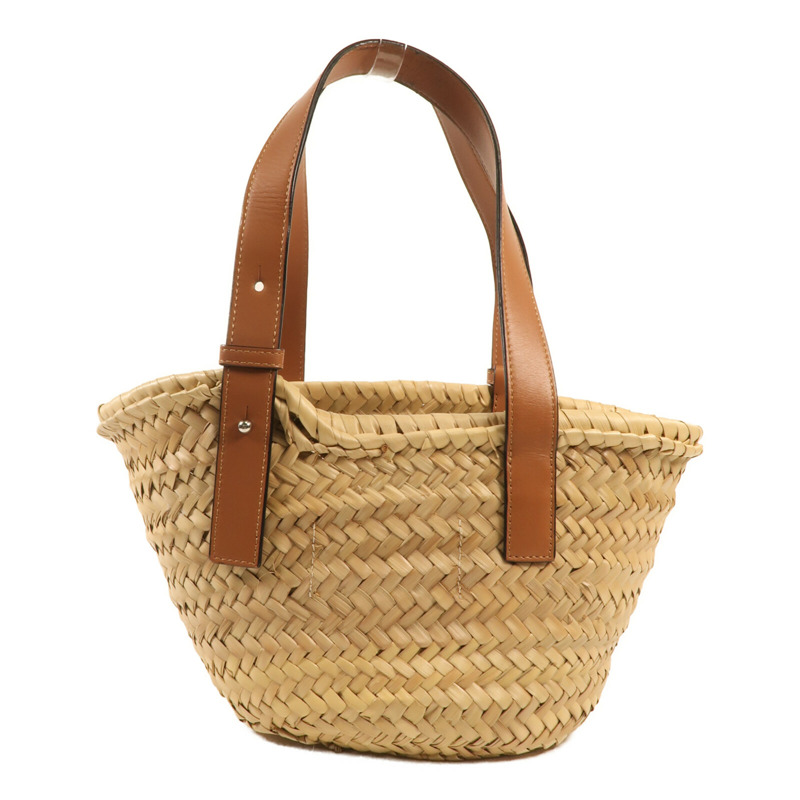 LOEWE 牛皮皮革酒椰Studio Ghibli Dust Bunnies Small Basket銀扣手挽袋-1