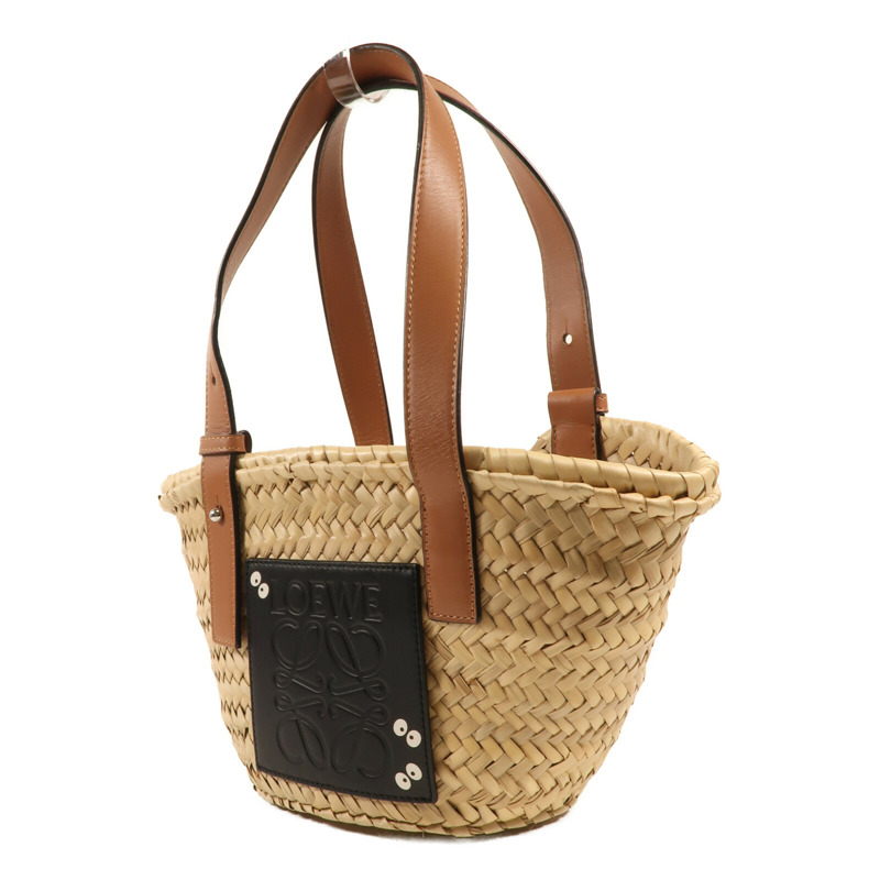 LOEWE 牛皮皮革酒椰Studio Ghibli Dust Bunnies Small Basket銀扣手挽袋-2