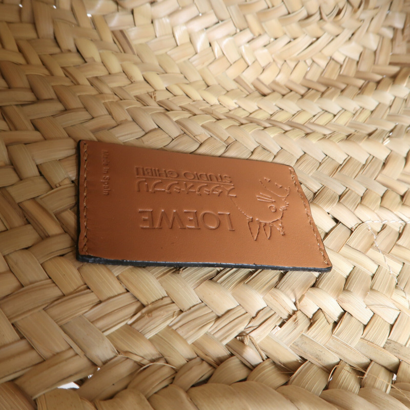 LOEWE 牛皮皮革酒椰Studio Ghibli Dust Bunnies Small Basket銀扣手挽袋-4