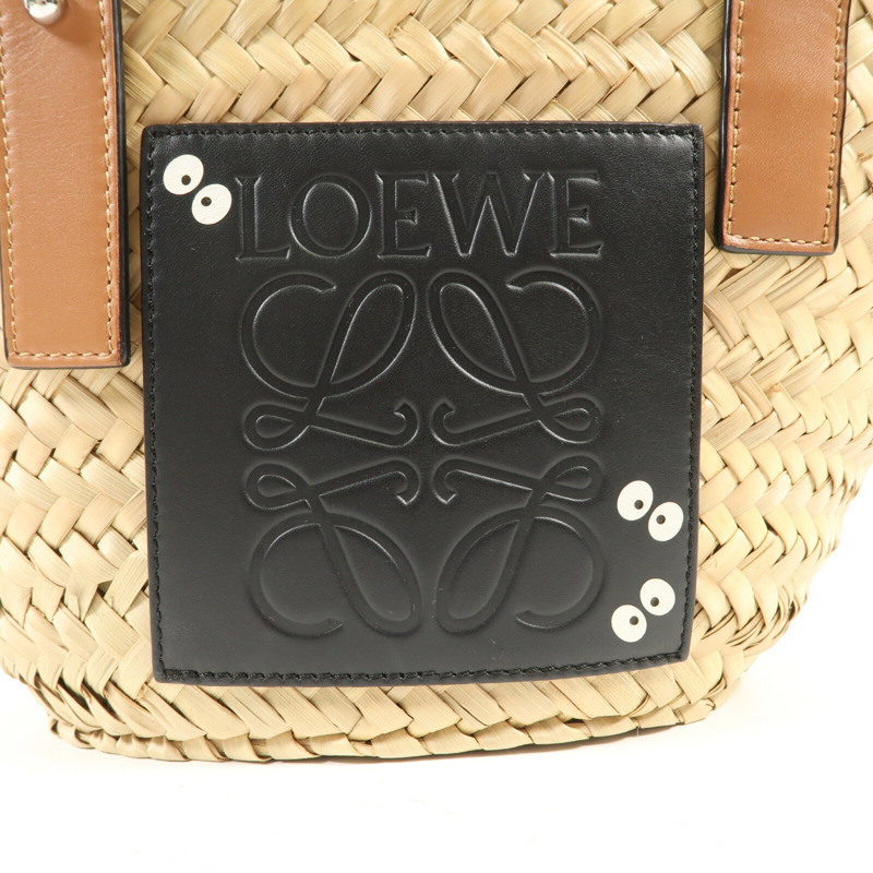 LOEWE 牛皮皮革酒椰Studio Ghibli Dust Bunnies Small Basket銀扣手挽袋-7