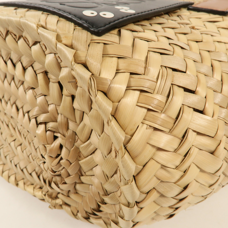 LOEWE 牛皮皮革酒椰Studio Ghibli Dust Bunnies Small Basket銀扣手挽袋-10