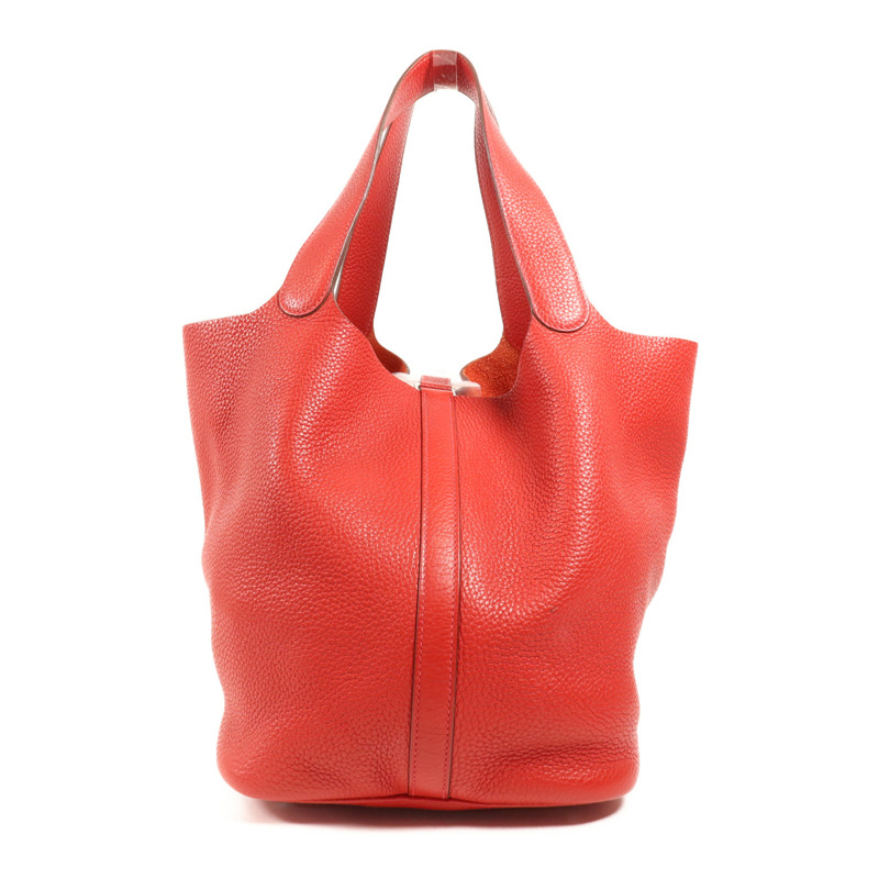 HERMES Clemence皮革Picotin GM銀扣手挽袋Rouge Casaque-1