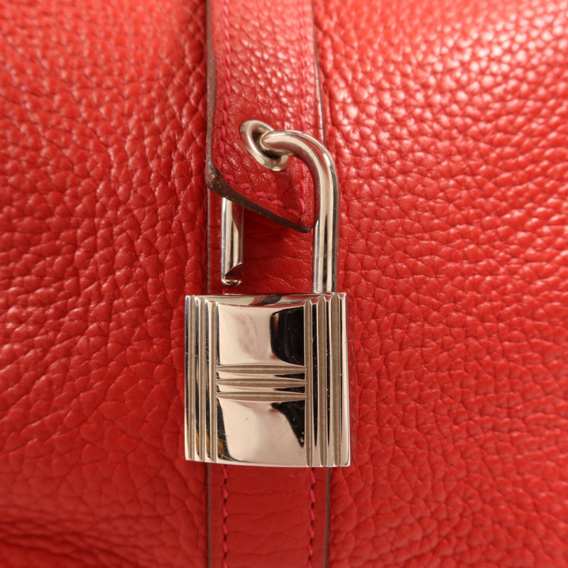 HERMES Clemence皮革Picotin GM銀扣手挽袋Rouge Casaque-5