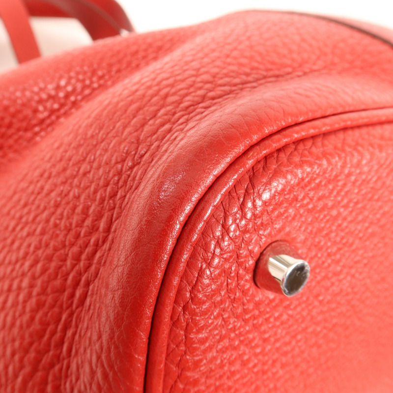HERMES Clemence皮革Picotin GM銀扣手挽袋Rouge Casaque-7