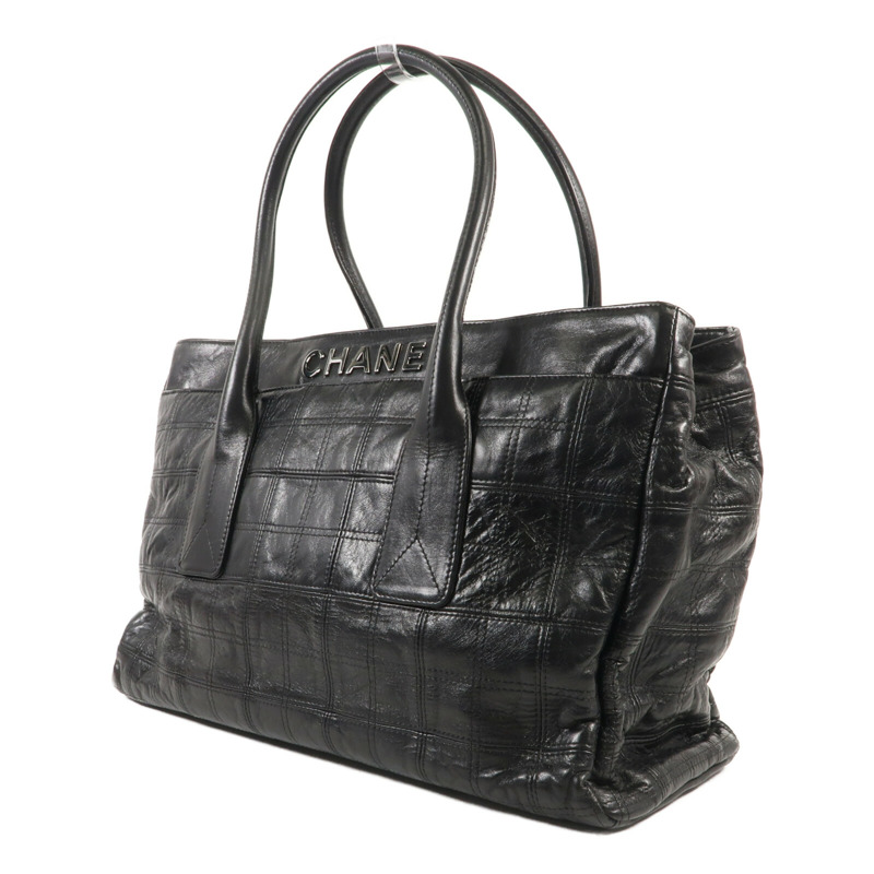 CHANEL 牛皮皮革Tote Bag銀扣手挽袋-2