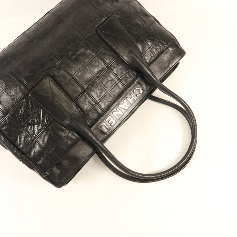 CHANEL 牛皮皮革Tote Bag銀扣手挽袋-7