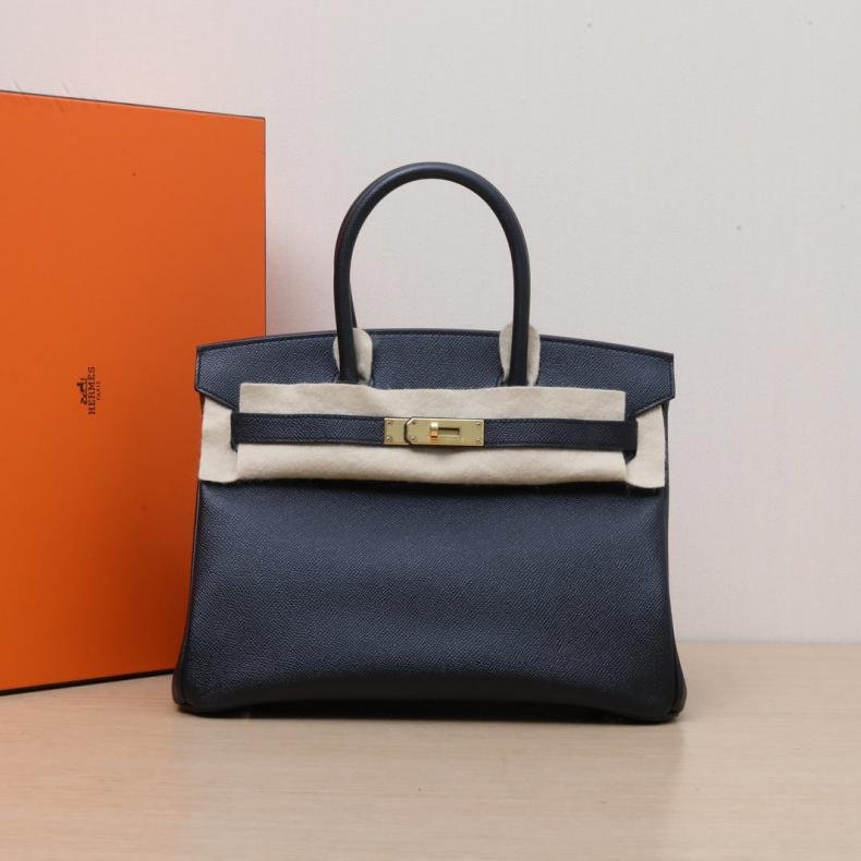 HERMES Birkin3089黑色Epsom皮D刻金扣肩背包-0