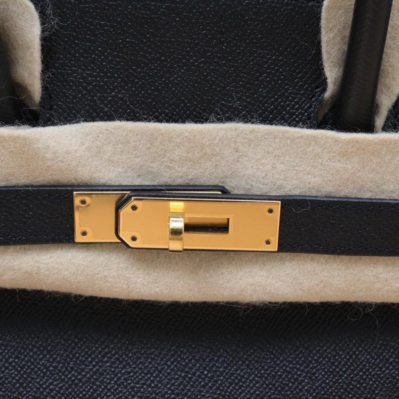 HERMES Birkin3089黑色Epsom皮D刻金扣肩背包-4