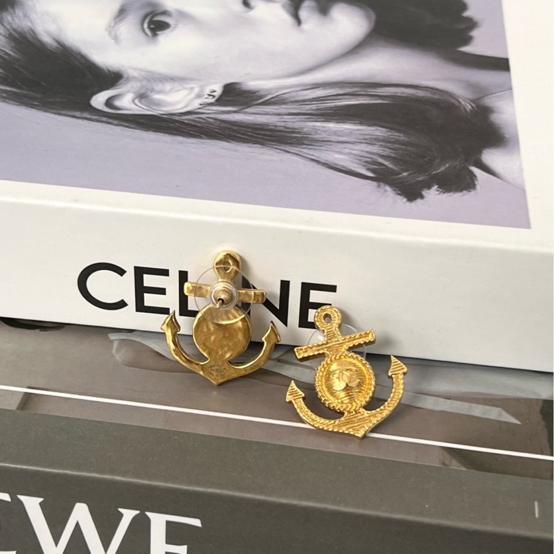 Chanel 香奈兒金色海航系列船錨耳釘 金色復古-2