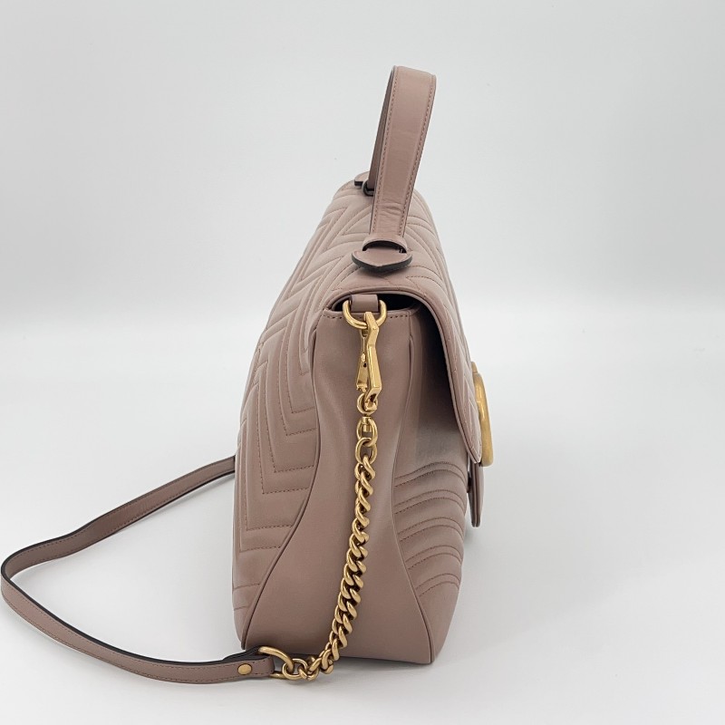 Gucci 奶茶色 郵差包 肩背包斜背包 底長32cm-1