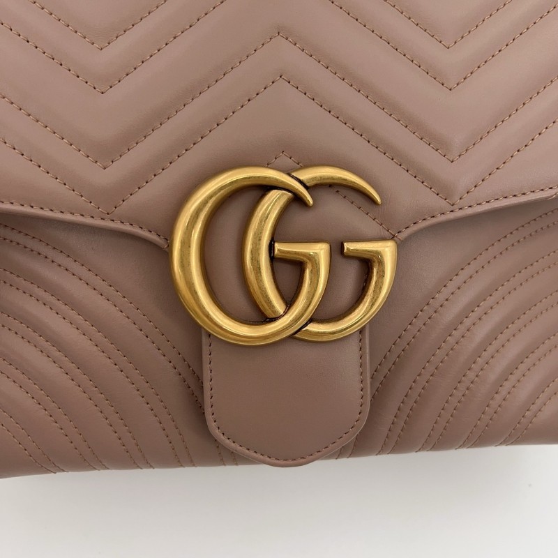 Gucci 奶茶色 郵差包 肩背包斜背包 底長32cm-7