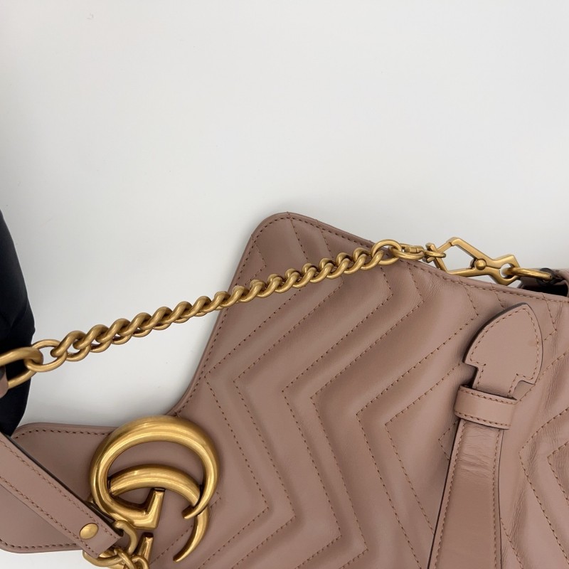 Gucci 奶茶色 郵差包 肩背包斜背包 底長32cm-20