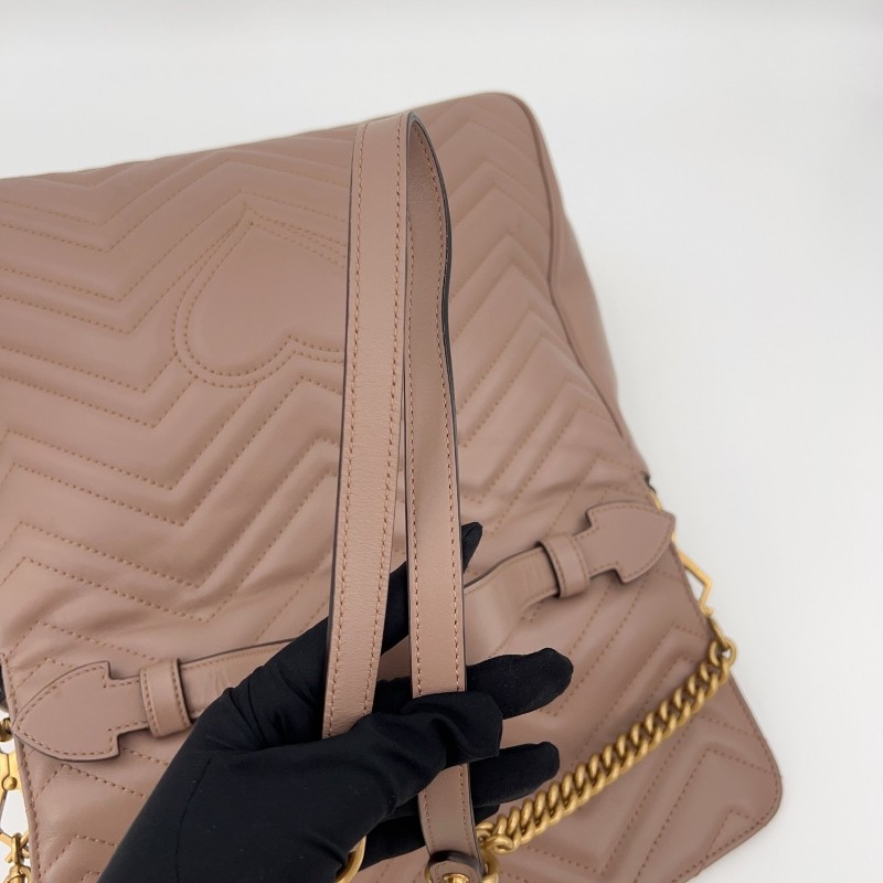 Gucci 奶茶色 郵差包 肩背包斜背包 底長32cm-21