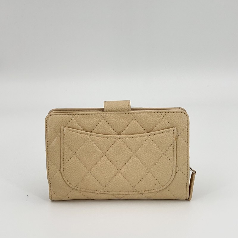 Chanel 米黃色 中短夾 錢包 多卡位銀包 🈶盒子-1