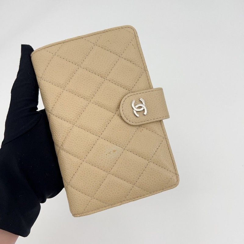 Chanel 米黃色 中短夾 錢包 多卡位銀包 🈶盒子-5