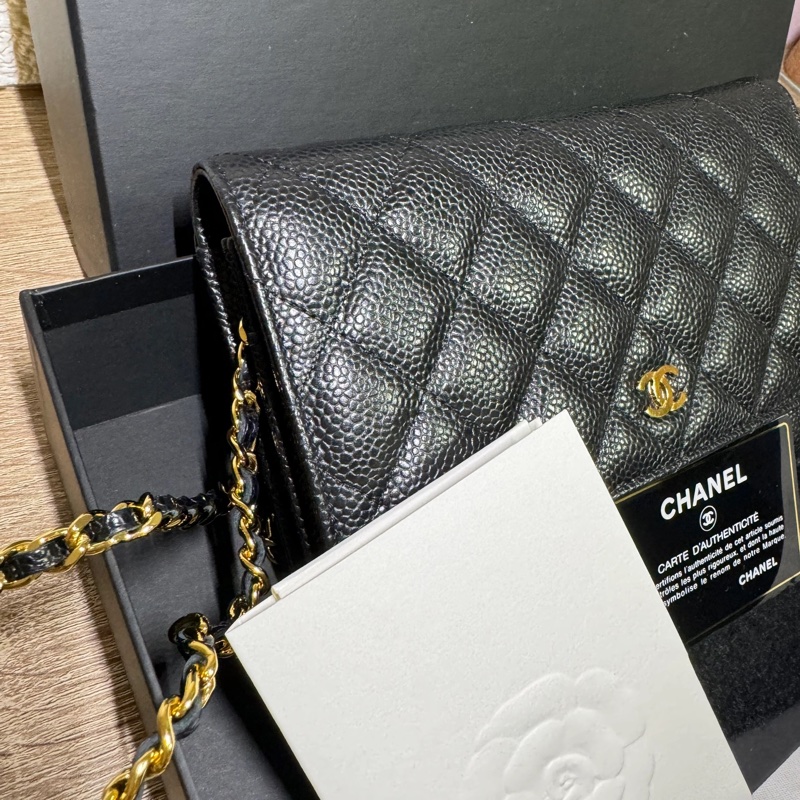 Chanel 香奈兒 WOC 黑金 荔枝皮 全配-1