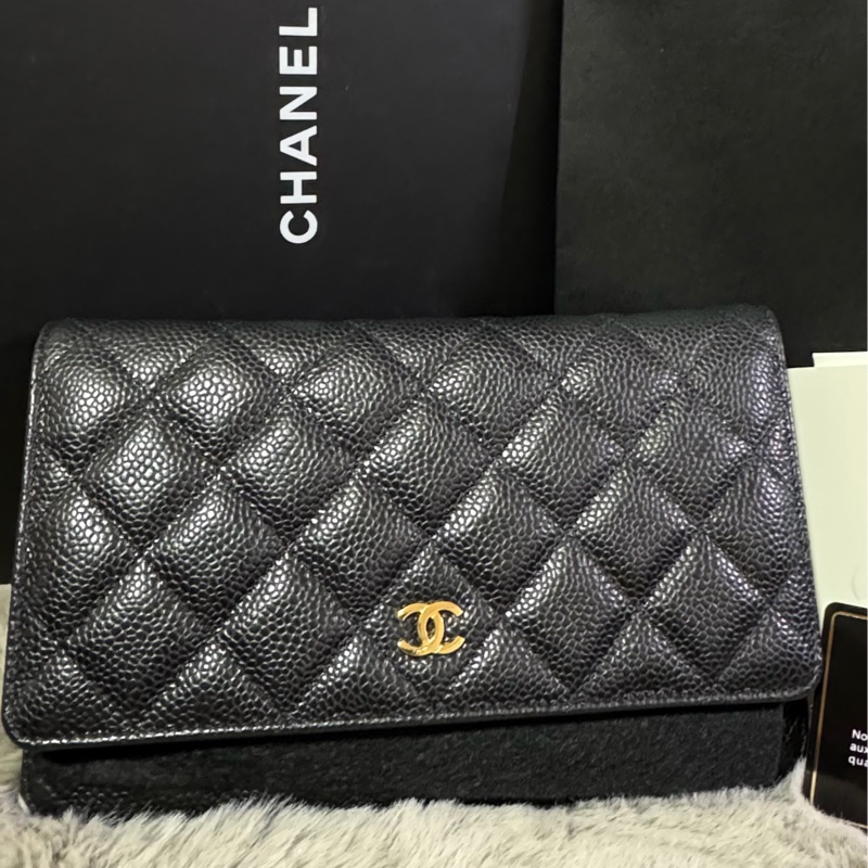 Chanel 香奈兒 WOC 黑金 荔枝皮 全配-5