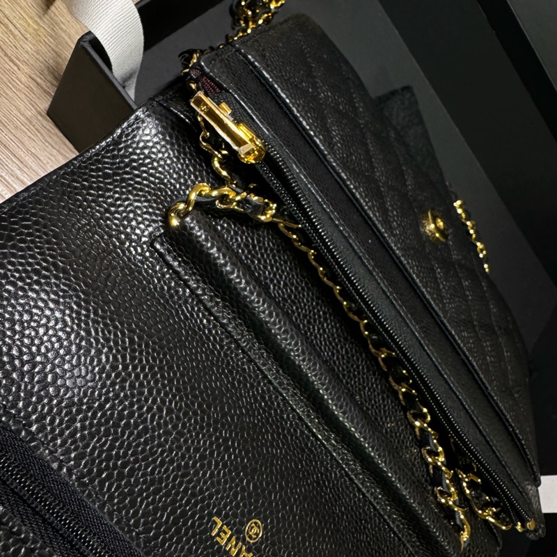 Chanel 香奈兒 WOC 黑金 荔枝皮 全配-13