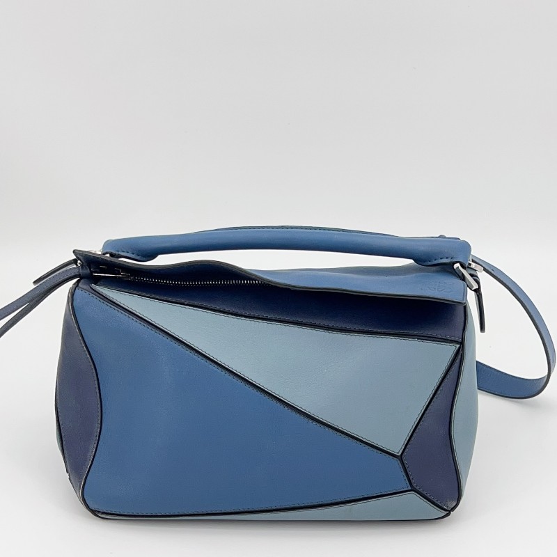 LOEWE Puzzle 藍色拼色 中號 肩背包 約29x18cm-0