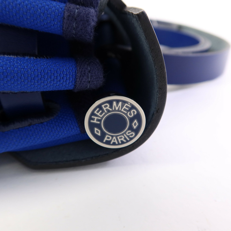 HERMES 帆布Herbag PM銀扣手挽肩背兩用袋Bleu Billard-8