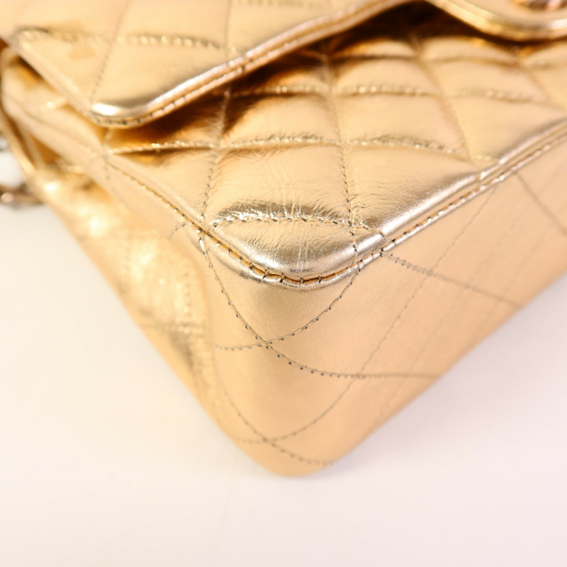 CHANEL 牛皮皮革Classic 25金扣鏈帶肩背袋-12