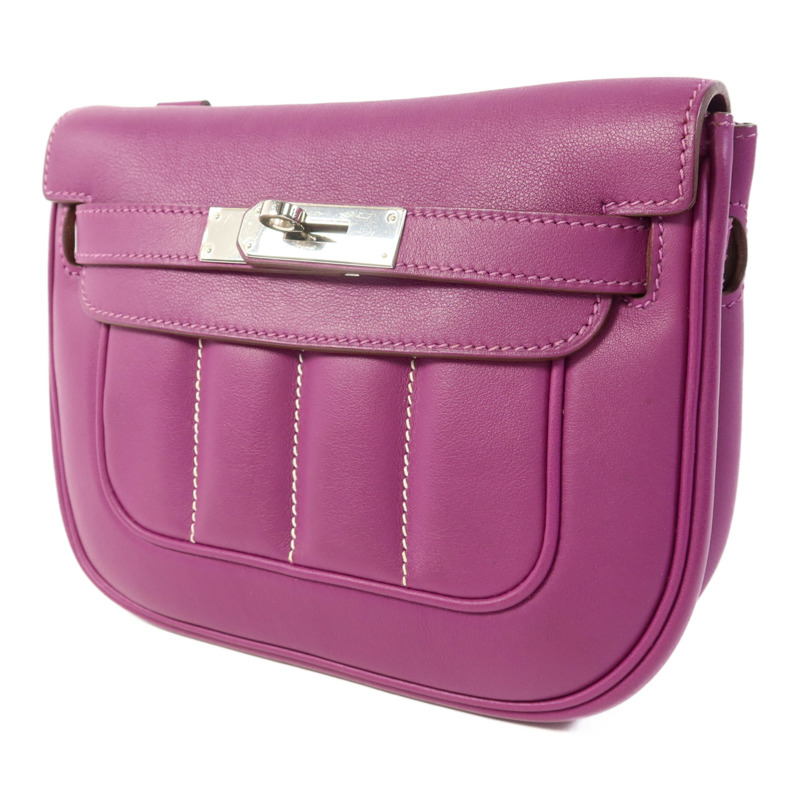 HERMES Swift皮革Berline 21 Mini銀扣肩背袋Anemone-2