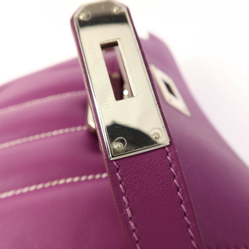 HERMES Swift皮革Berline 21 Mini銀扣肩背袋Anemone-8