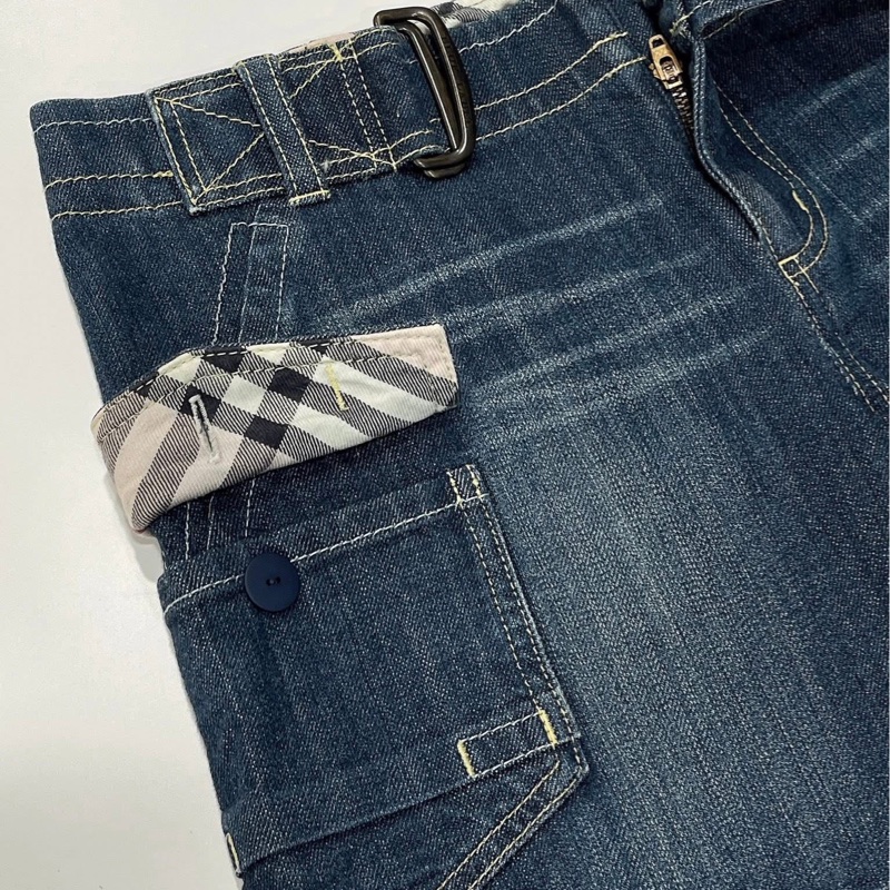 Burberry 藍標 兩側口袋牛仔戰馬短褲-2