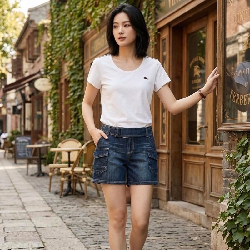 Burberry 藍標 兩側口袋牛仔戰馬短褲-9