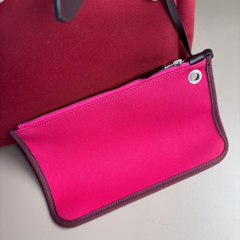 ::HERMES:: HERBAG31 磚紅色帆布咖啡色皮革手提肩背包-2