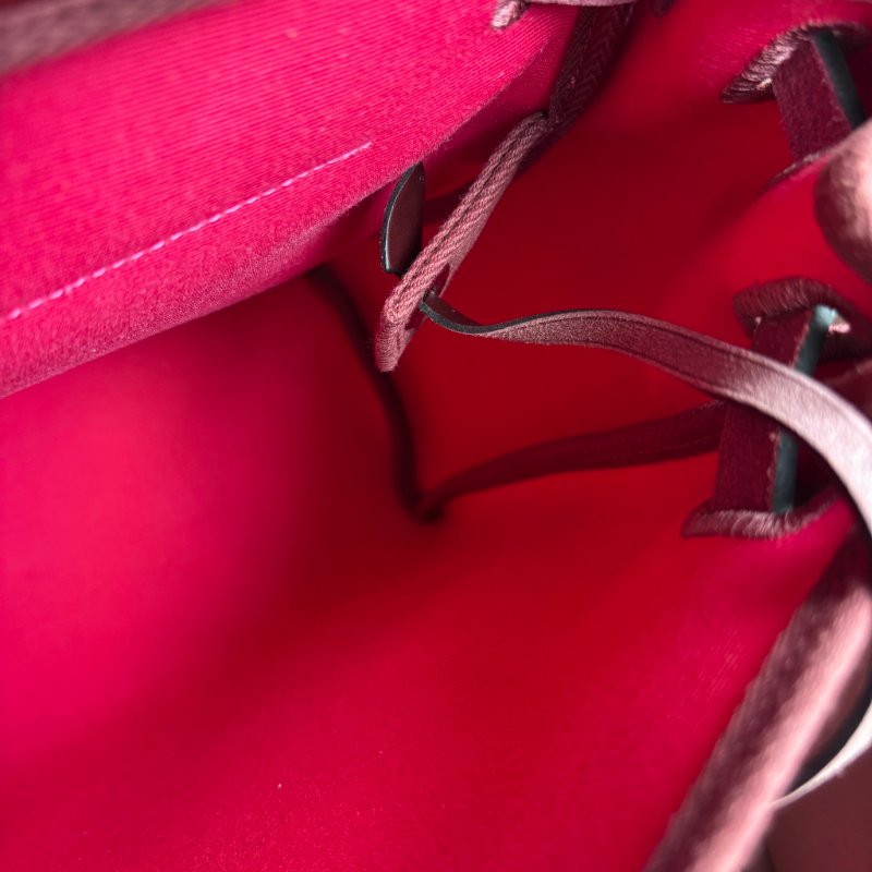 ::HERMES:: HERBAG31 磚紅色帆布咖啡色皮革手提肩背包-29