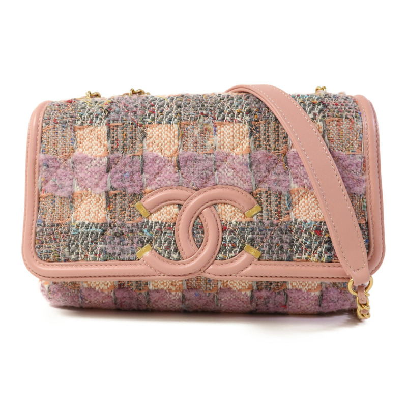 CHANEL 粗花呢CC Filigree Flap金扣鏈帶肩背袋-0