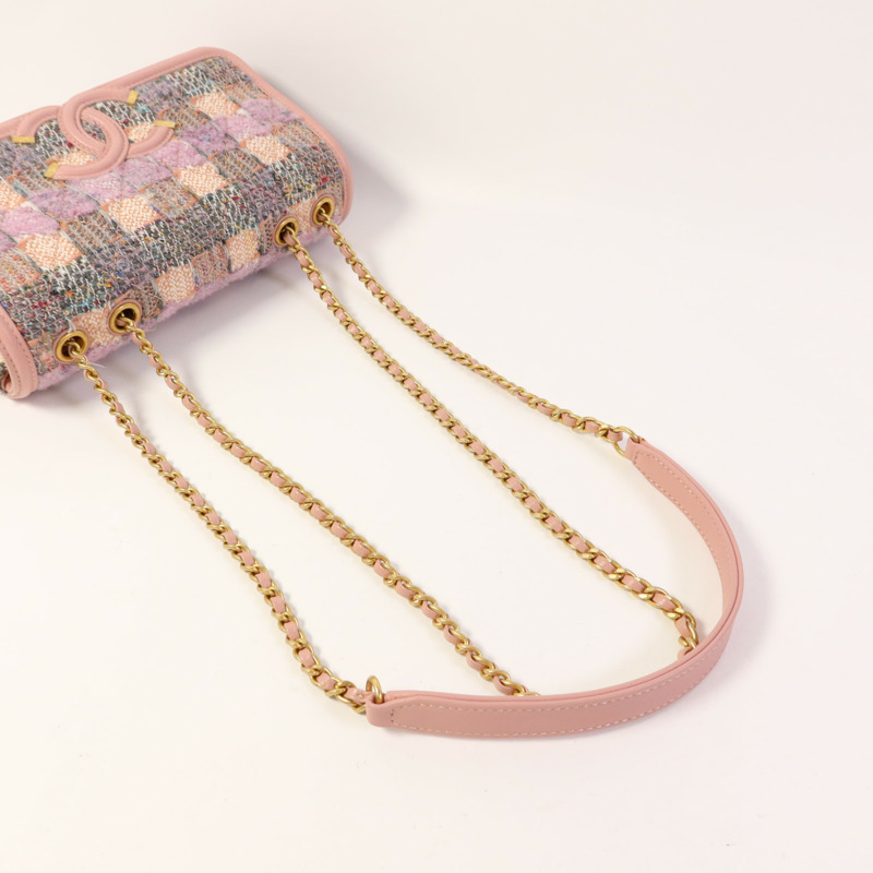 CHANEL 粗花呢CC Filigree Flap金扣鏈帶肩背袋-5