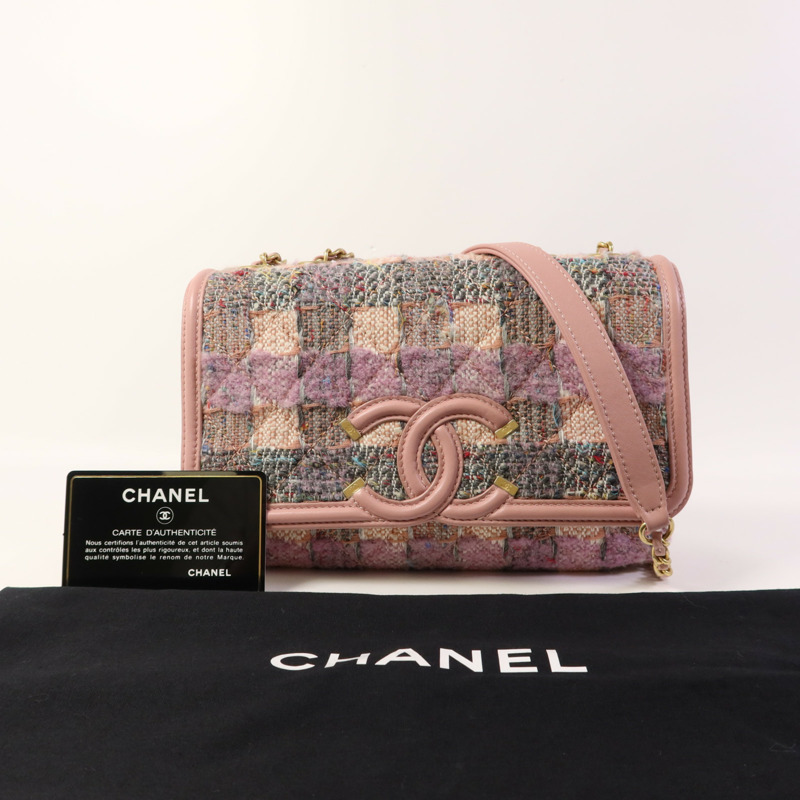 CHANEL 粗花呢CC Filigree Flap金扣鏈帶肩背袋-17