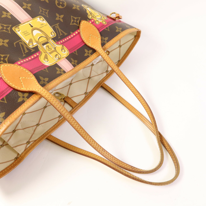 LOUIS VUITTON Monogram Summer Trunk Neverfull MM金扣肩背袋-4