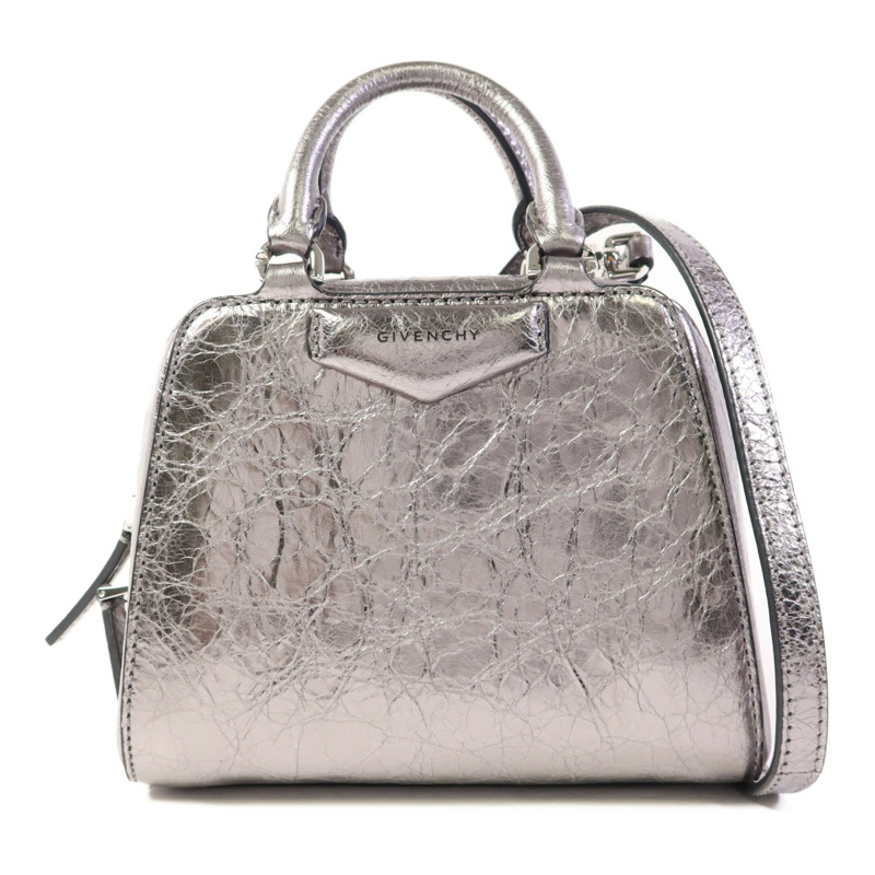 GIVENCHY 牛皮皮革Shoulder Bag銀扣手挽肩背兩用袋-0